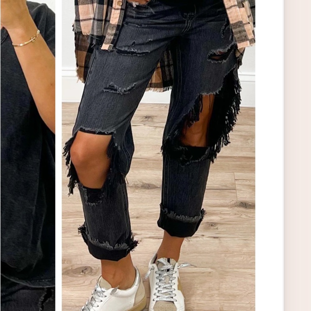Distressed Black Jeans for Women